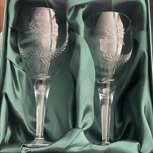 Burns Crystal hand crafted in Scotland wine glasses made for the Cunard Caronia